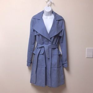 Kristen Blake blue raincoat trench
